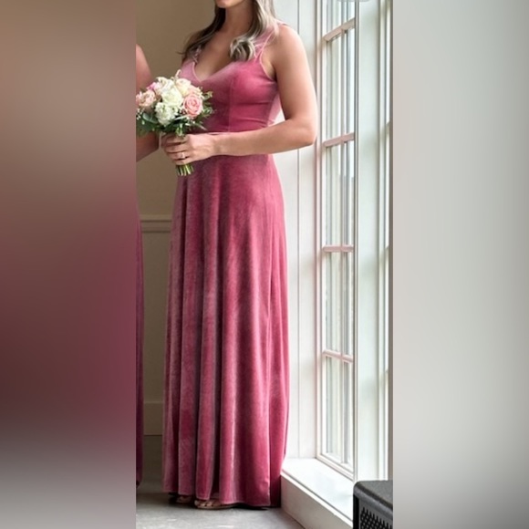 Rosewood Morilee Bridesmaid dress style 21669 velvet - Picture 2 of 14